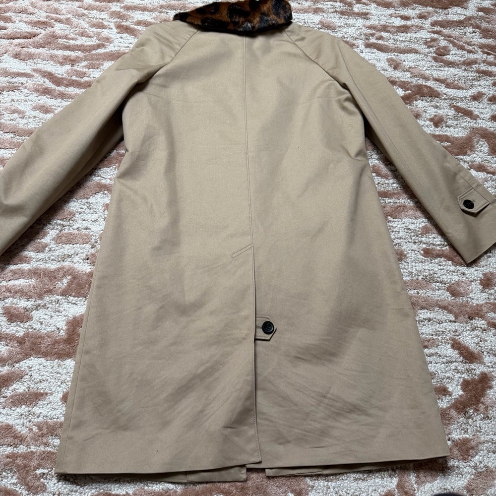 Coach Leather Trim Coat with Faux Fur Collar – Beige – Size 2 - Picture 7 of 11